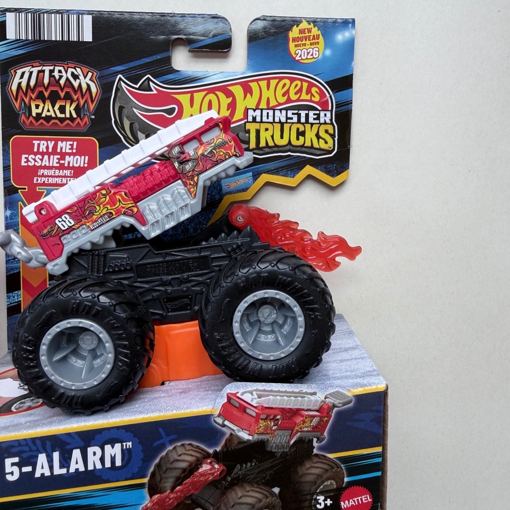Hot Wheels Monster Trucks Attack Pack HW 5-Alarm Fire Truck 2024 New Red Mattel